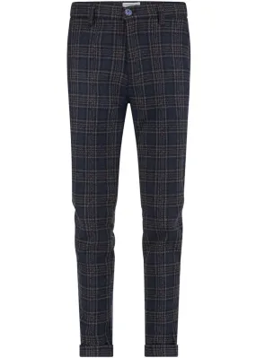 A Fish Named Fred Men's Structure Check Trousers Navy