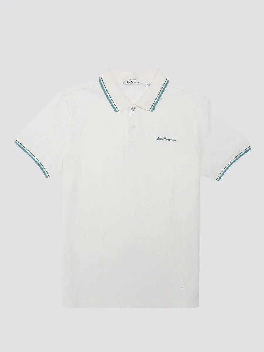 Ben Sherman Casual Short Sleeve Polo Shirt Ivory