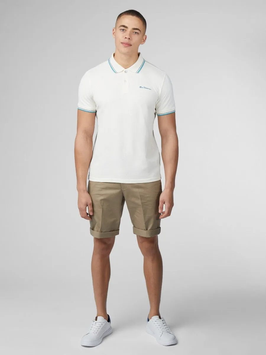 Ben Sherman Casual Short Sleeve Polo Shirt Ivory