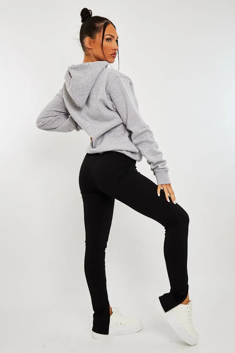 Black Front Split Leggings - Polly