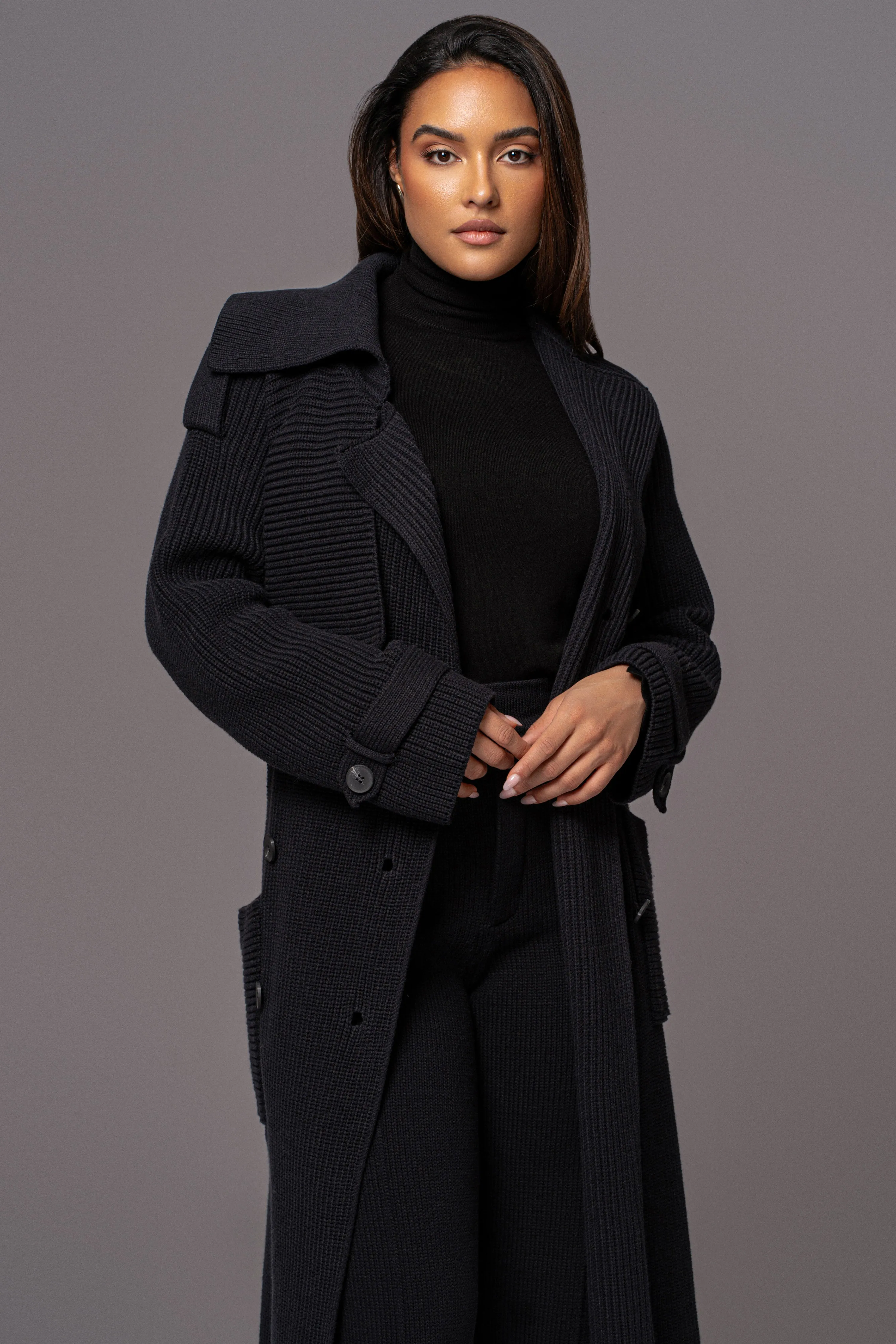 Black Maxinne Knit Coat