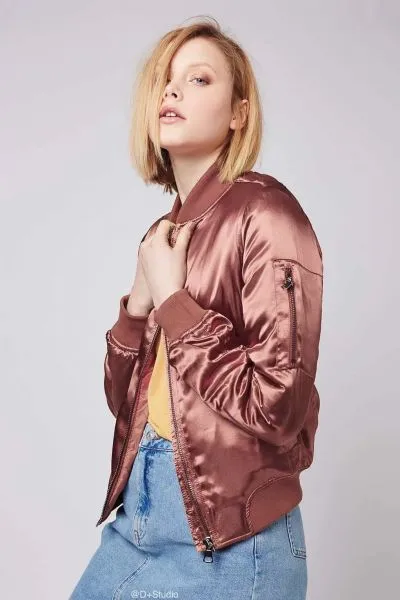 Bomber jacket MA-1 for women satin trend winter