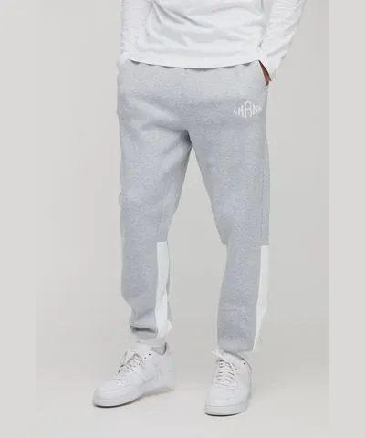 boohooMAN Mens Slim Fit Man Diamond Colour Block Sweatpants