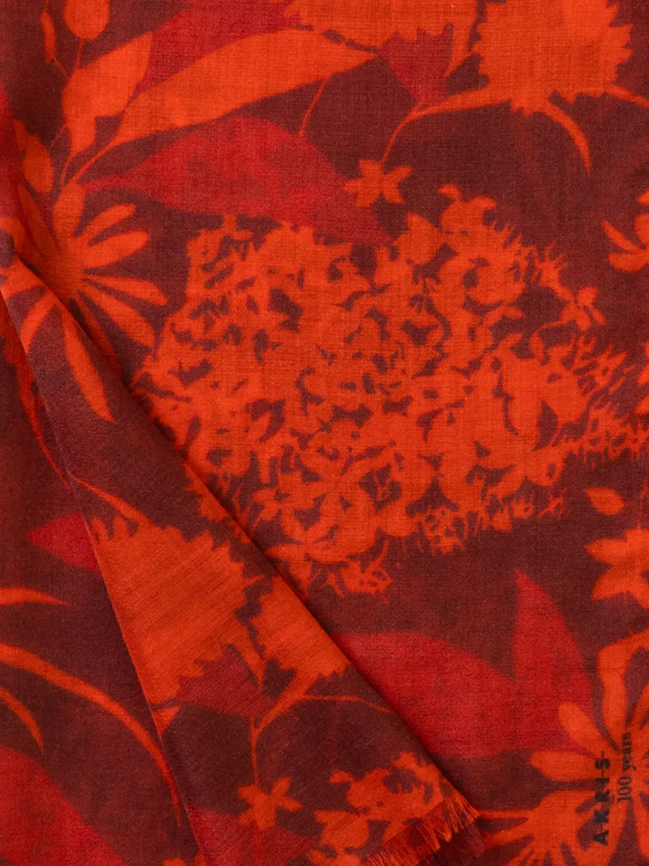 Cashmere Silk Scarf with Abraham Flower Print