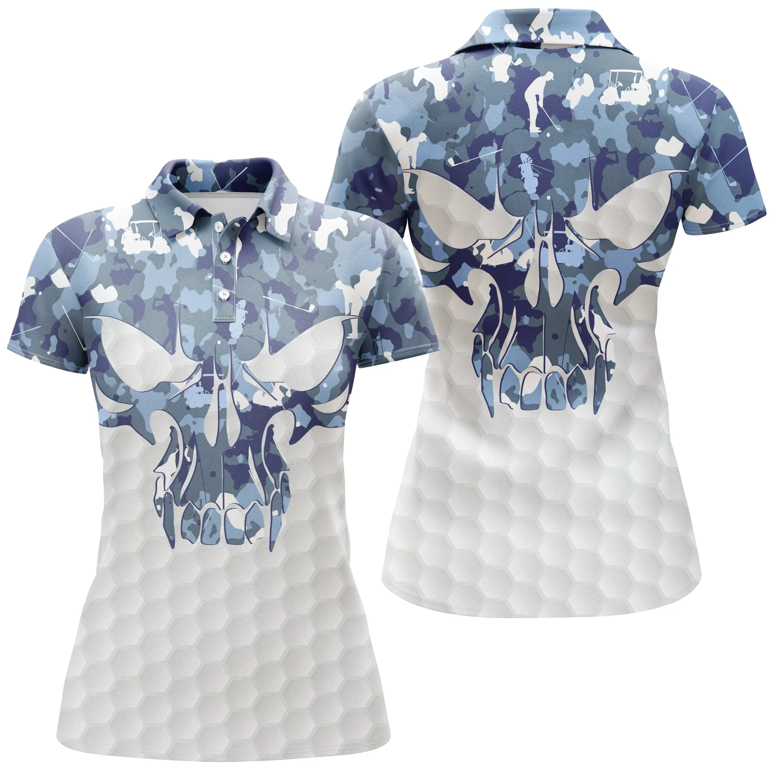 Chiptshirts - Polo De Golf, Cadeau Original Pour Fans De Golf, Polo de Sport Homme et Femme, Camouflage Golf, Crne de Golf - CTS