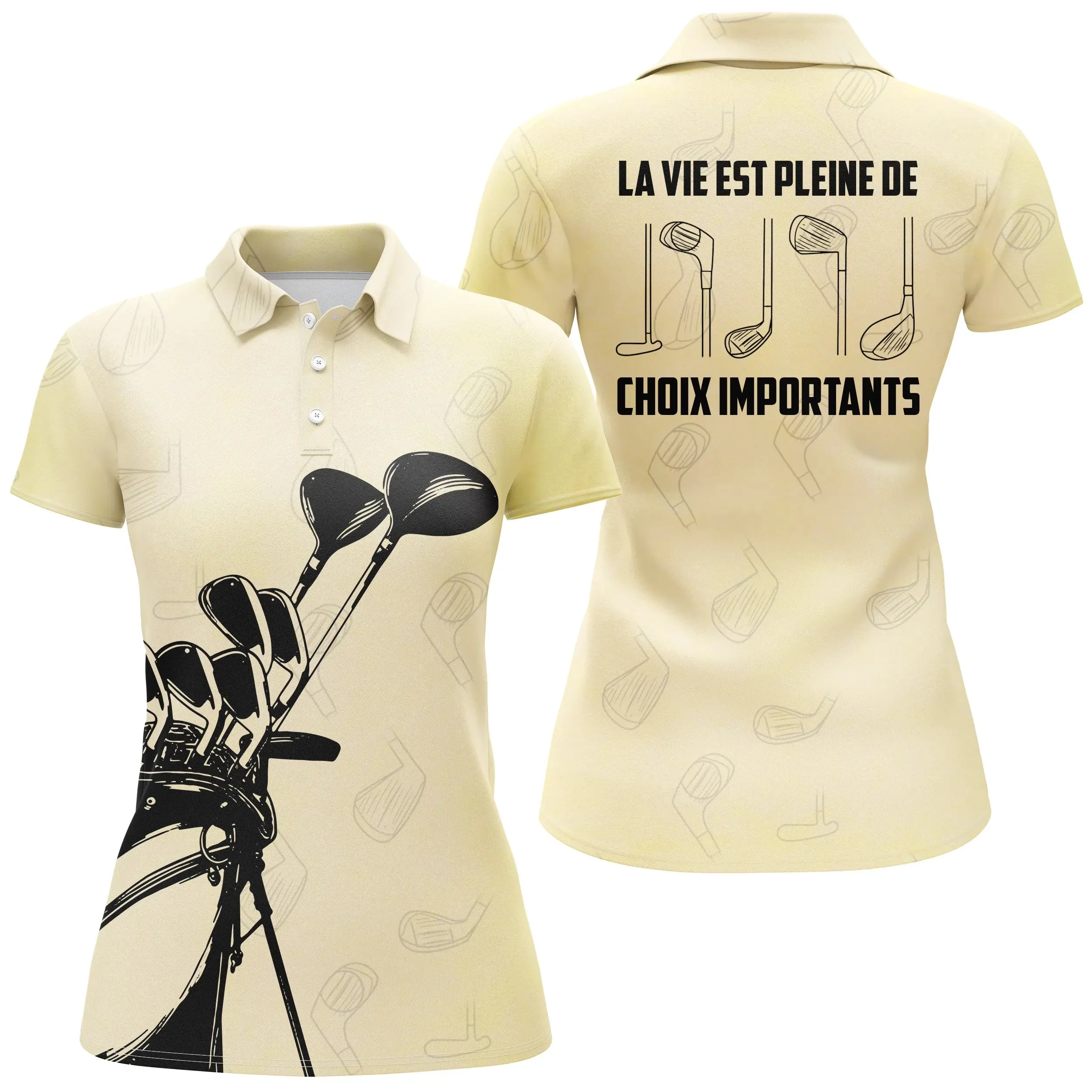 Chiptshirts - Polo De Golf, Cadeau Original Pour Fans De Golf, Polo de Sport Homme et Femme, Club de Golf, La Vie Est Pleine De 