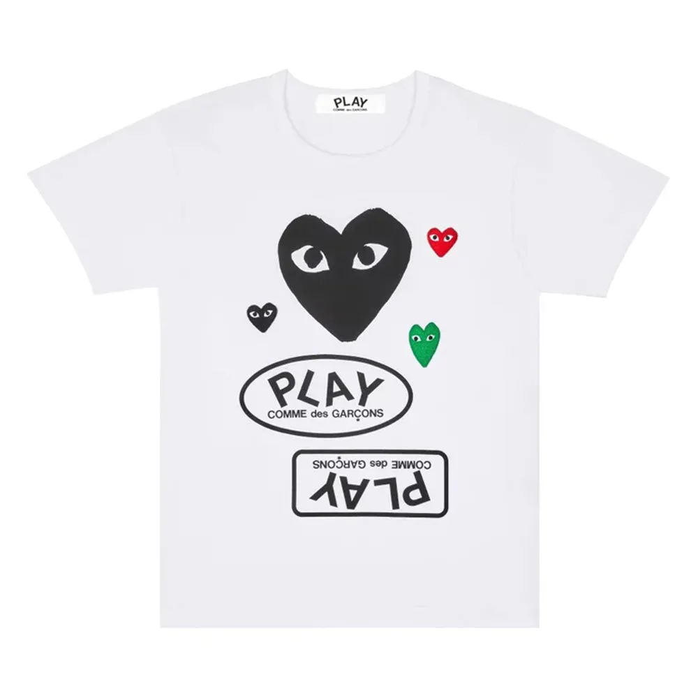 Comme des Garons PLAY Multi Color Heart SS Tee