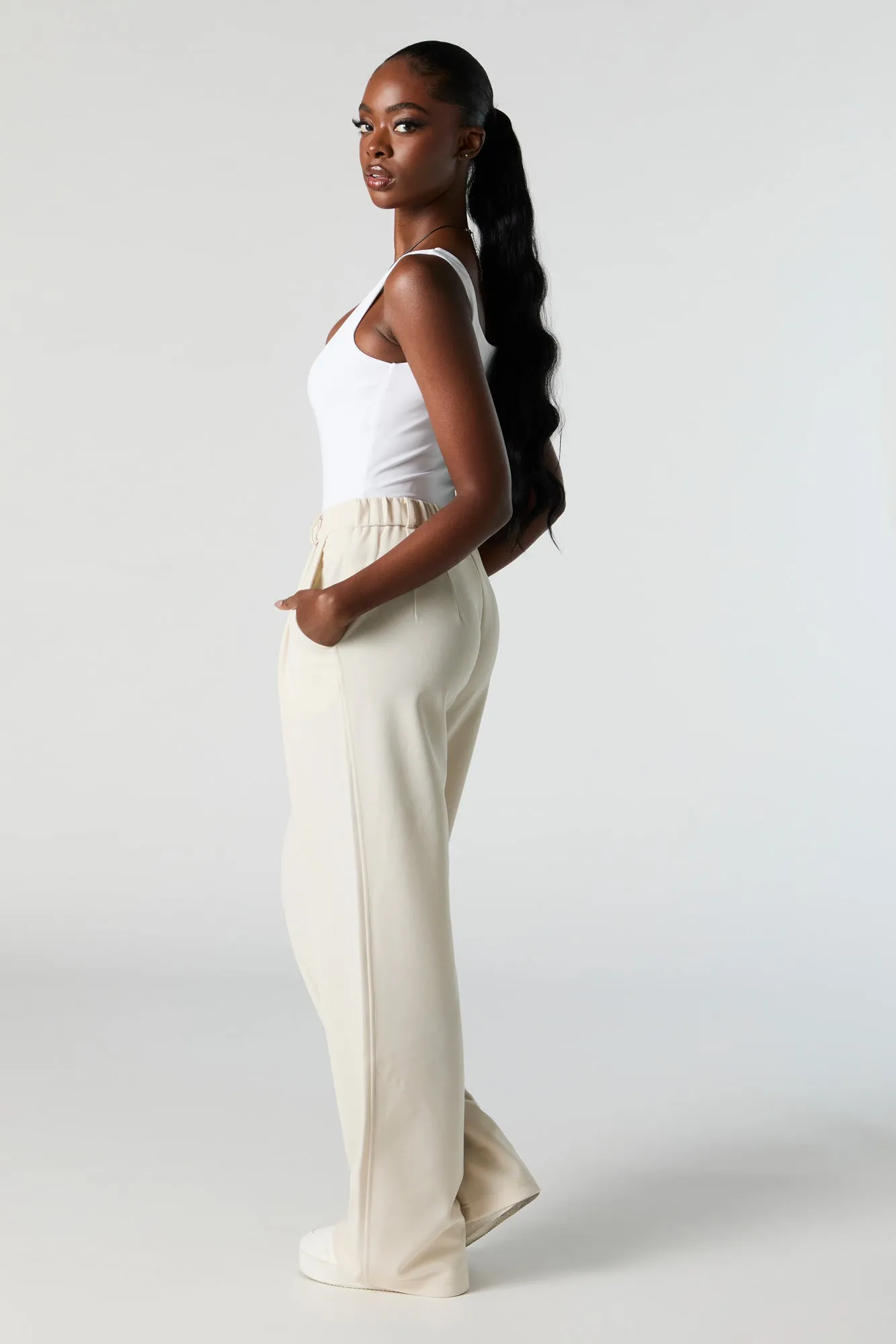 Crepe Straight Leg Dress Pant