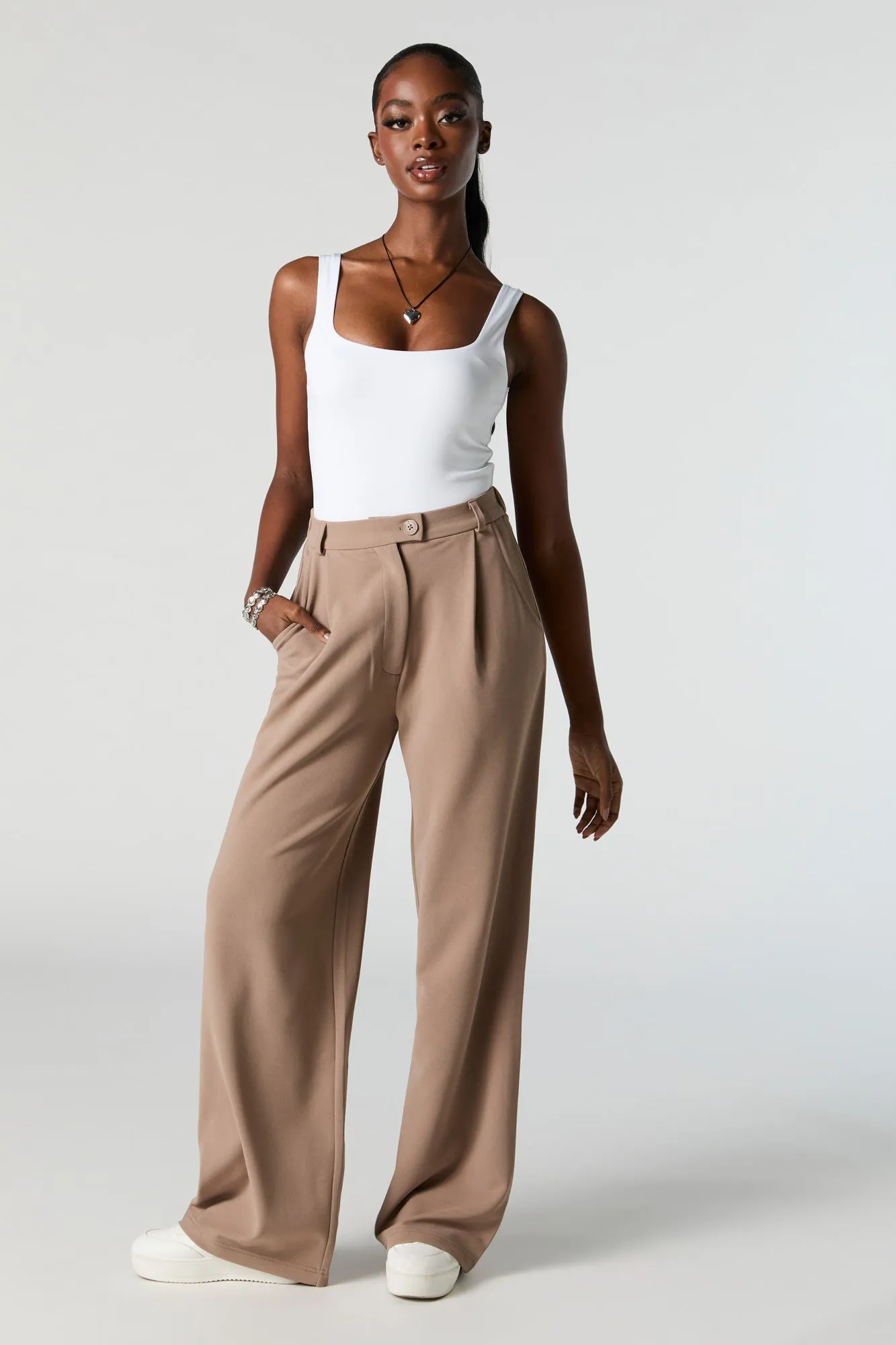 Crepe Straight Leg Dress Pant