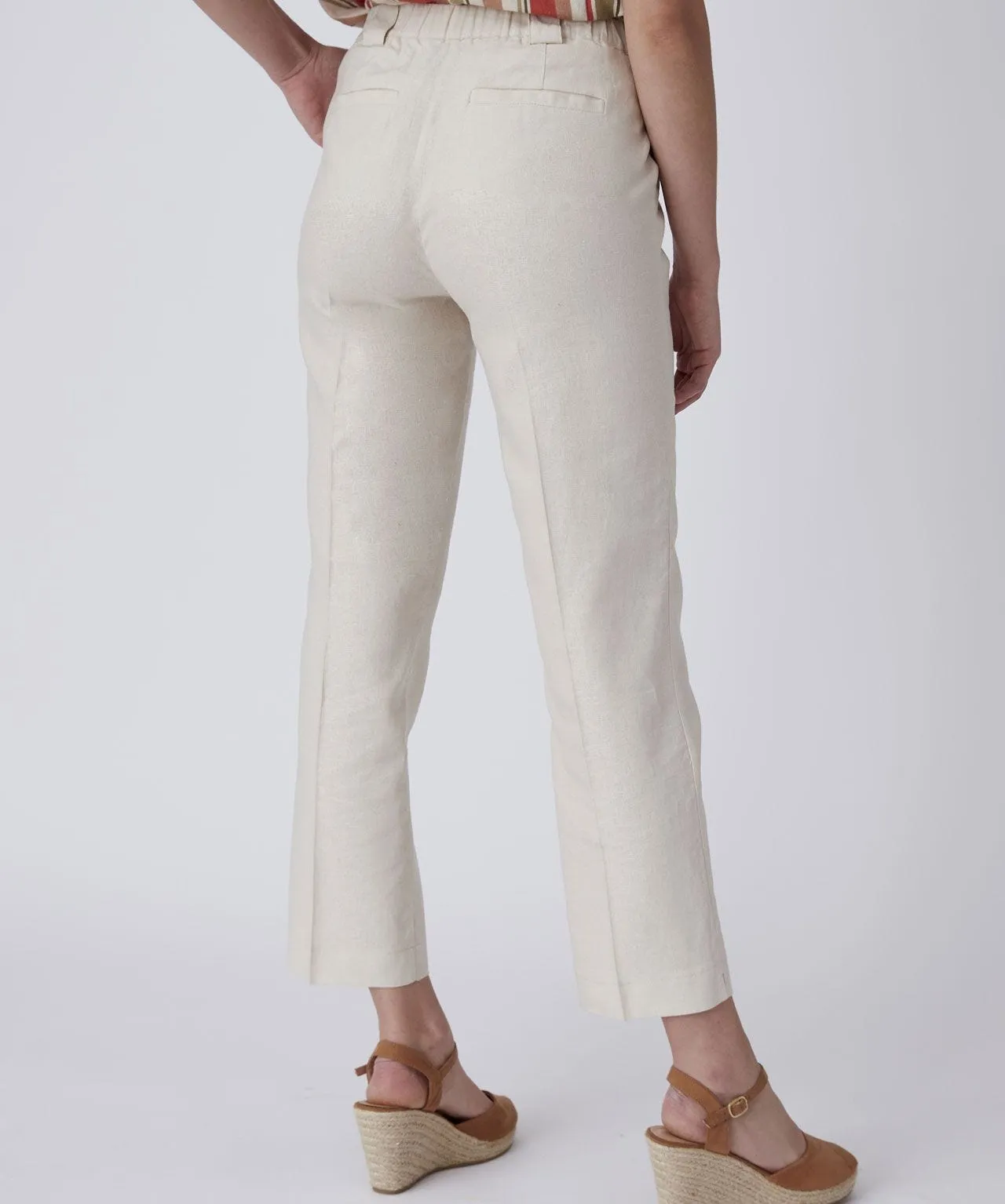 Cropped Linen Rich Trousers