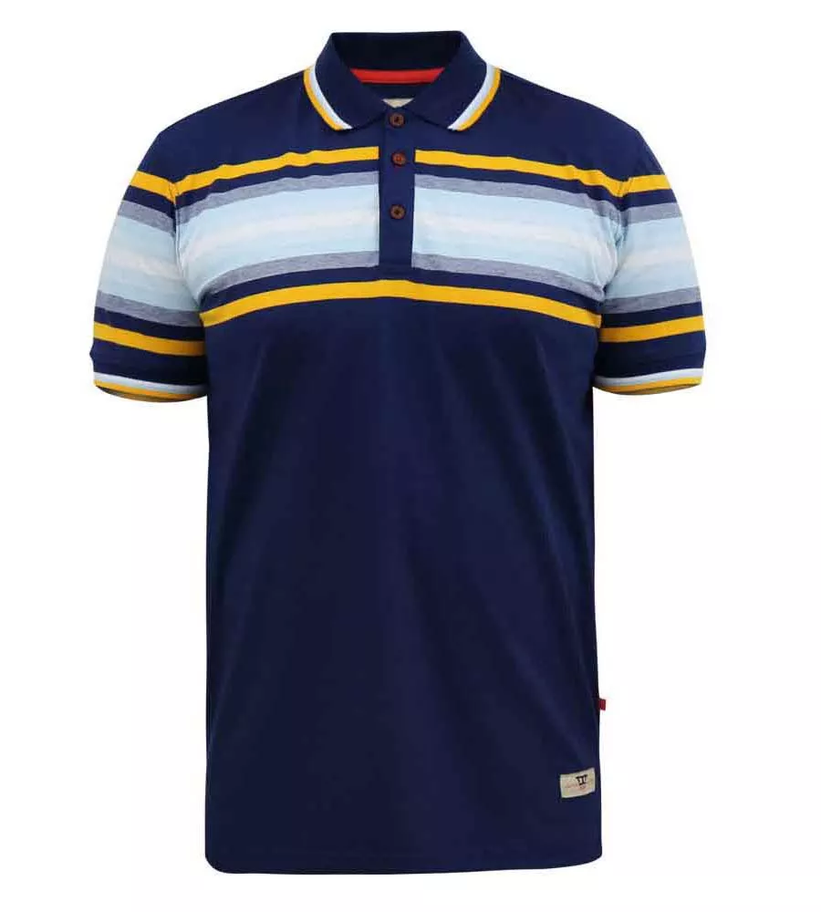 D555 Big Mens Jersey Polo Shirt With Multi Stripe (PELDON)