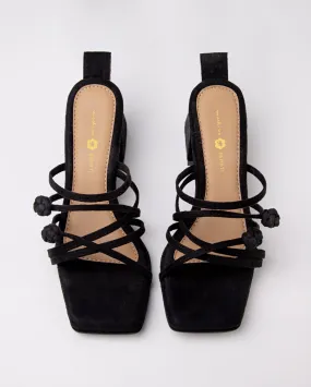 Double Chinese Knot Heels (Black Suede)