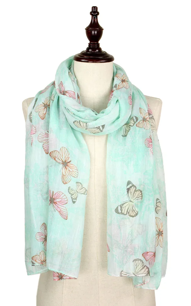 EAS9261 Butterfly Print Oblong Scarf