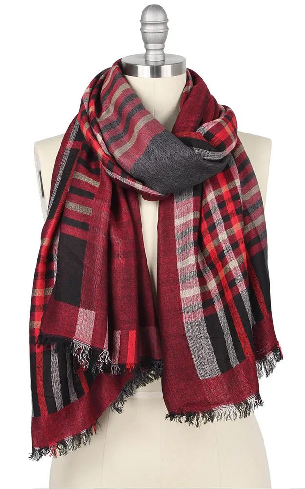 EAS9525 Plaid Double Side Oblong Scarf