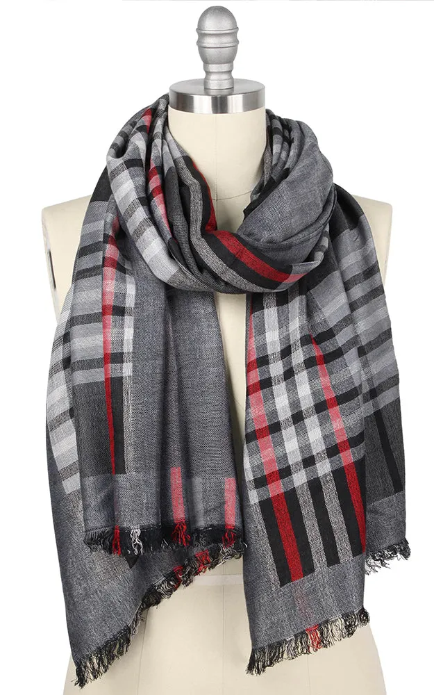 EAS9525 Plaid Double Side Oblong Scarf