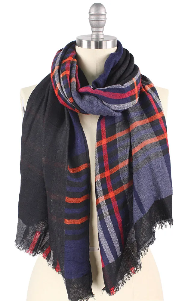 EAS9525 Plaid Double Side Oblong Scarf