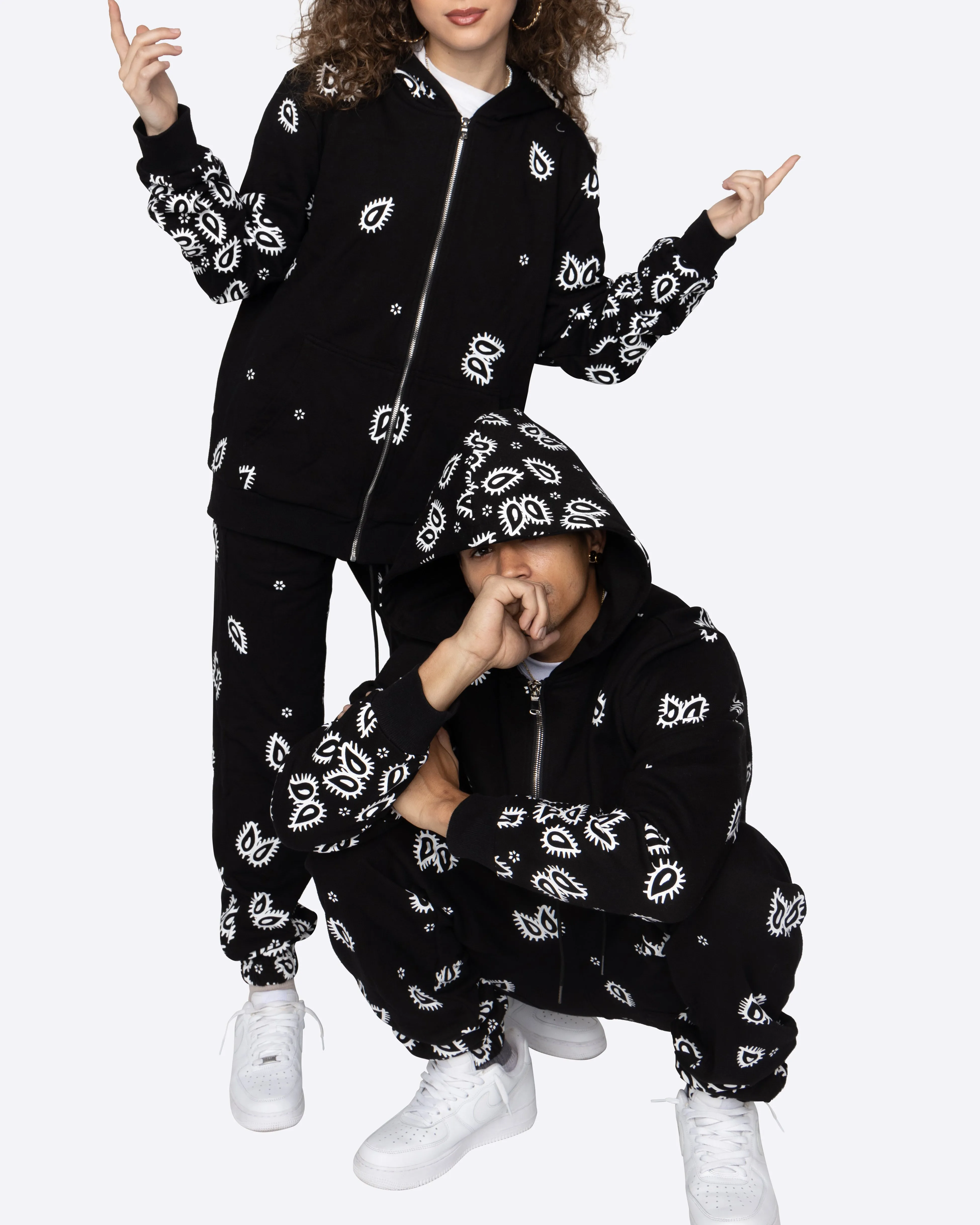 EPTM AMOEBA PRINT SWEATPANTS-BLACK