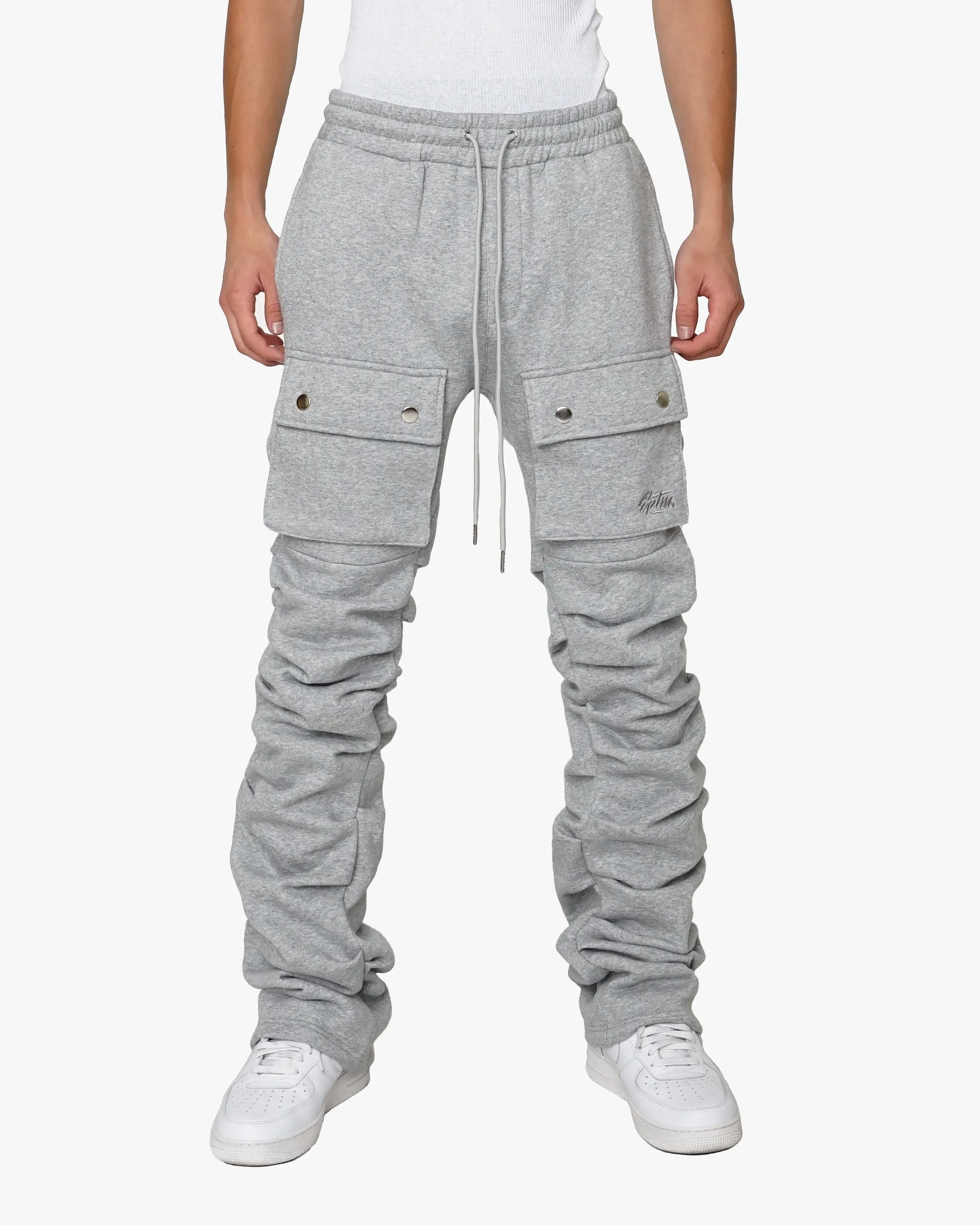 EPTM STACKED CARGO SWEATPANTS-H.GREY