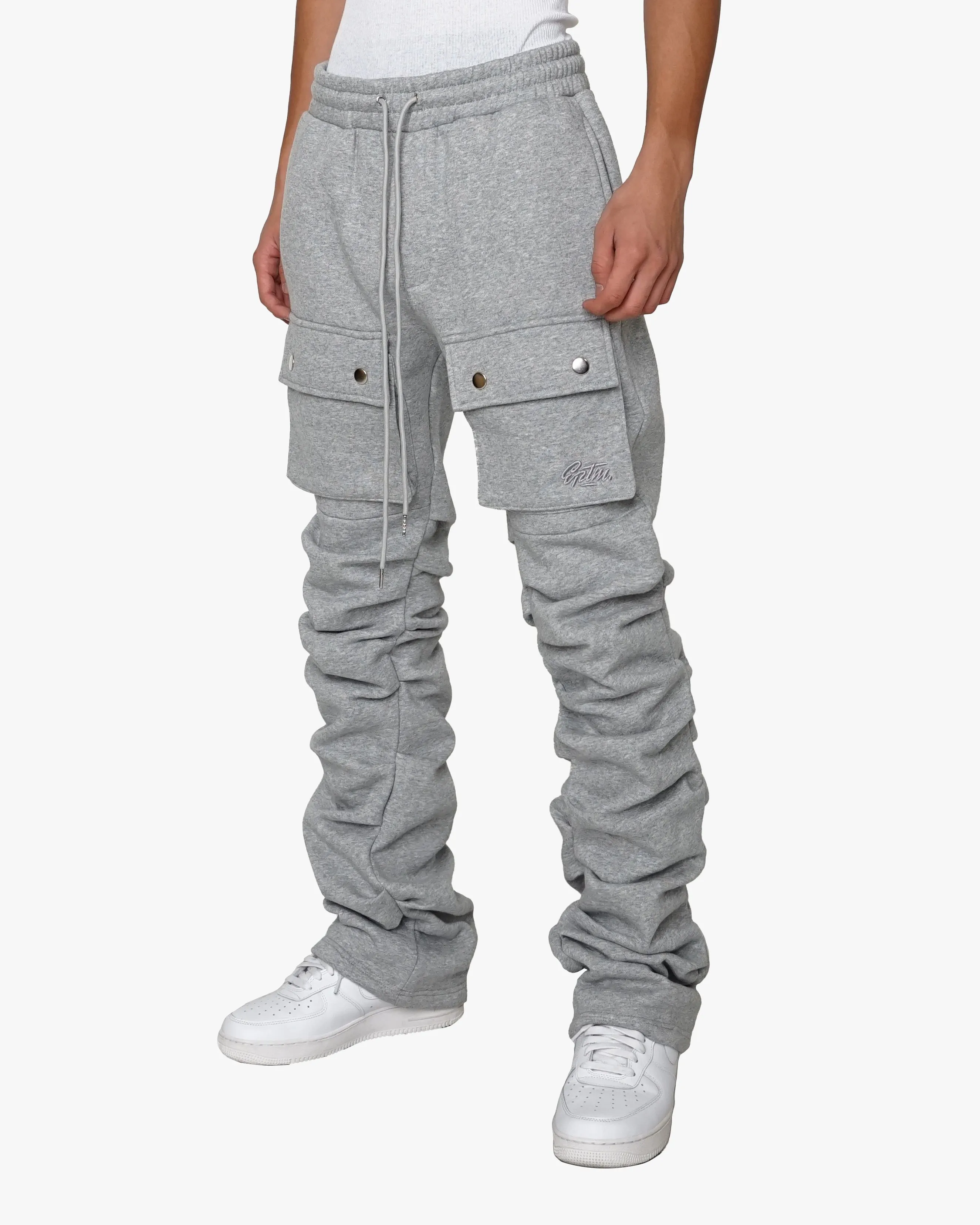 EPTM STACKED CARGO SWEATPANTS-H.GREY