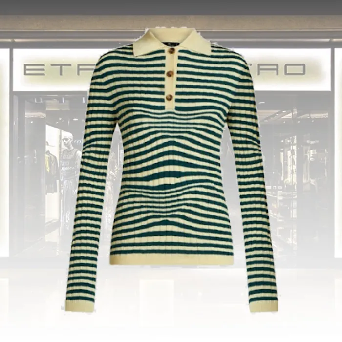 ETRO  |Stripes Casual Style Wool Long Sleeves Elegant Style Logo