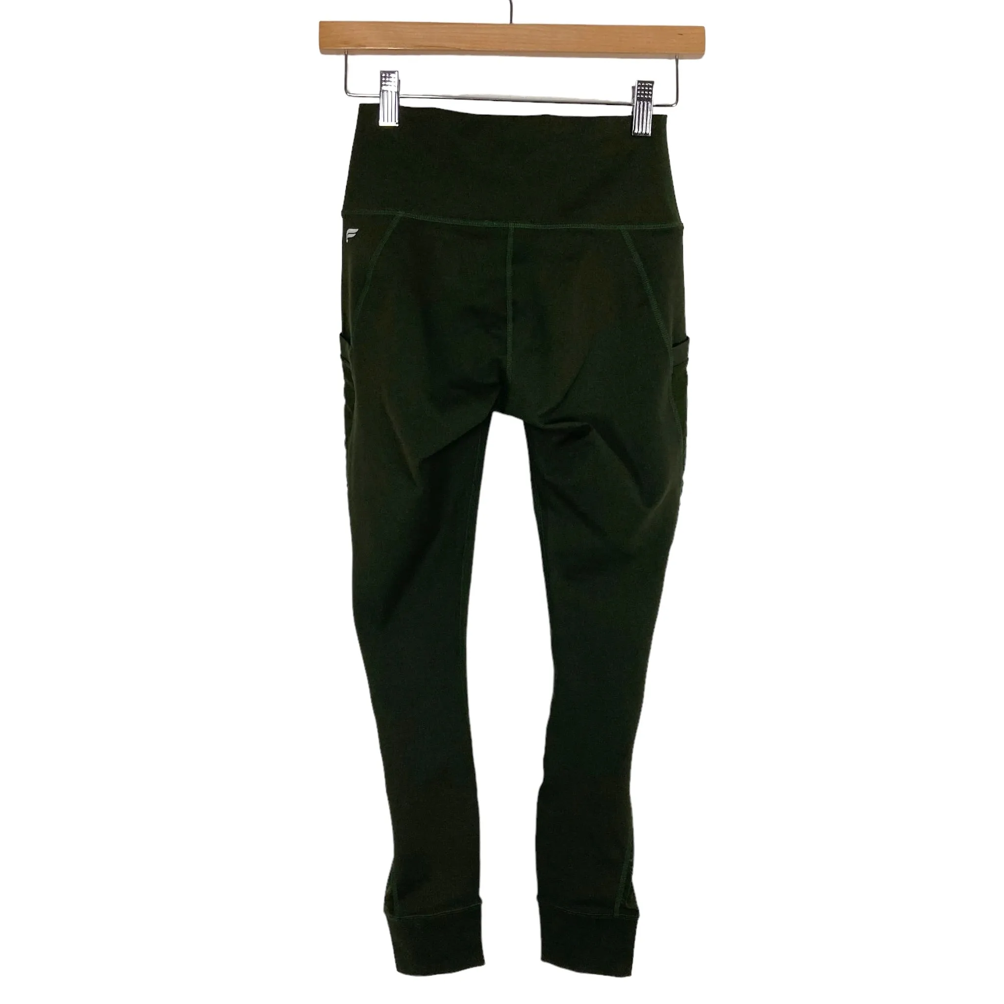 Fabletics Forest Green with Pockets and Mesh Detail Leggings- Size ~S (Inseam 26”, see notes)