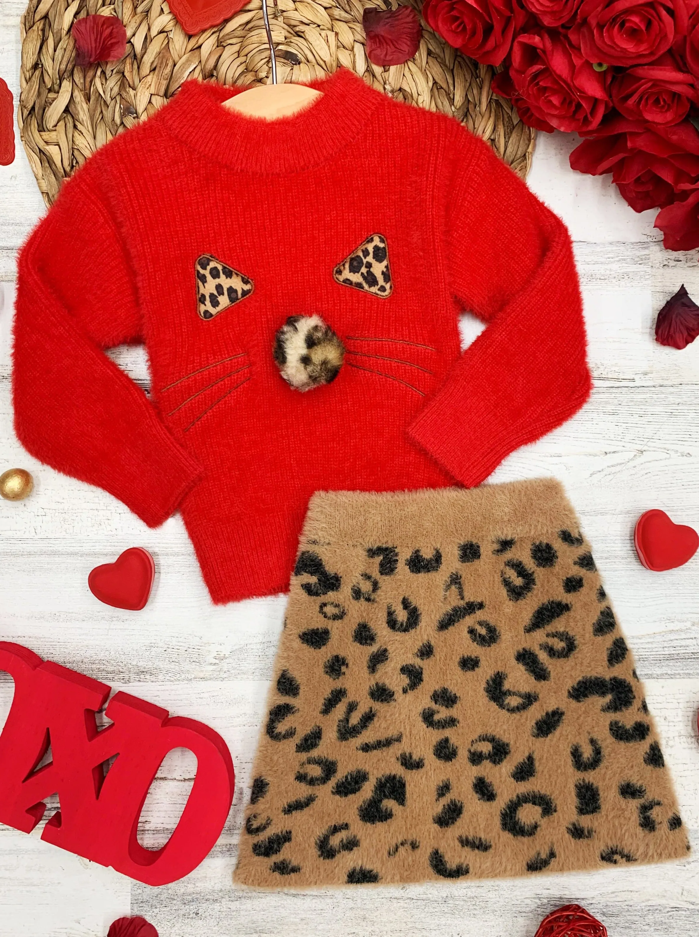 Feline Fierce Sweater and Leopard Skirt Set