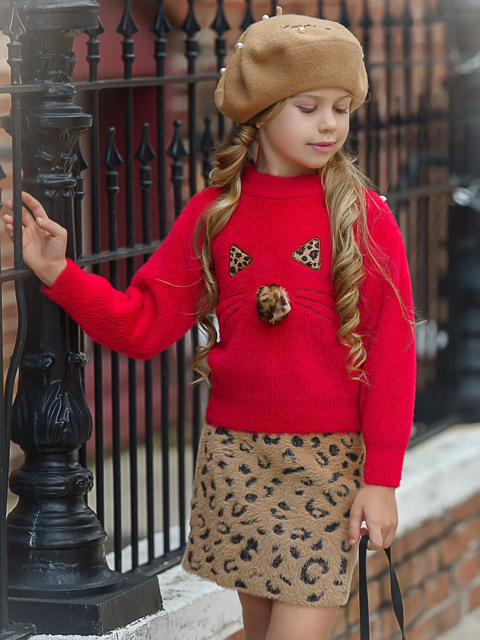 Feline Fierce Sweater and Leopard Skirt Set