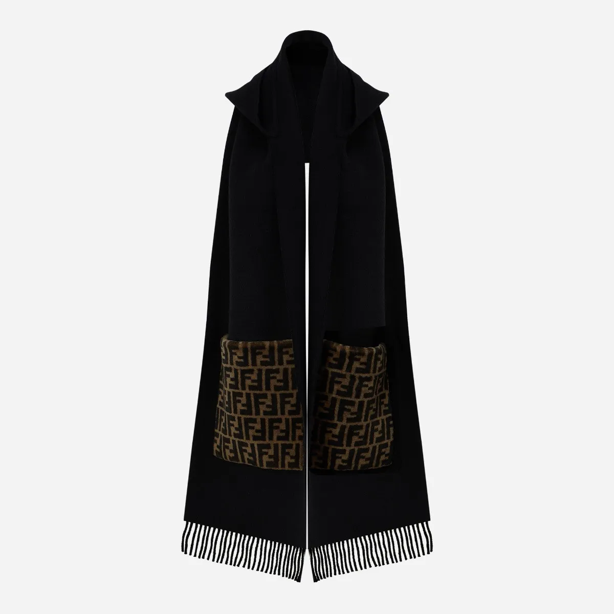 FENDI   Black Wool Cashmere Scarf 