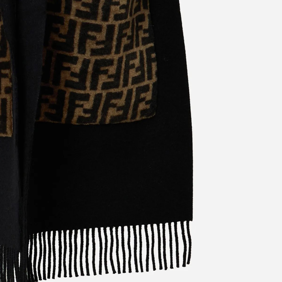 FENDI   Black Wool Cashmere Scarf 