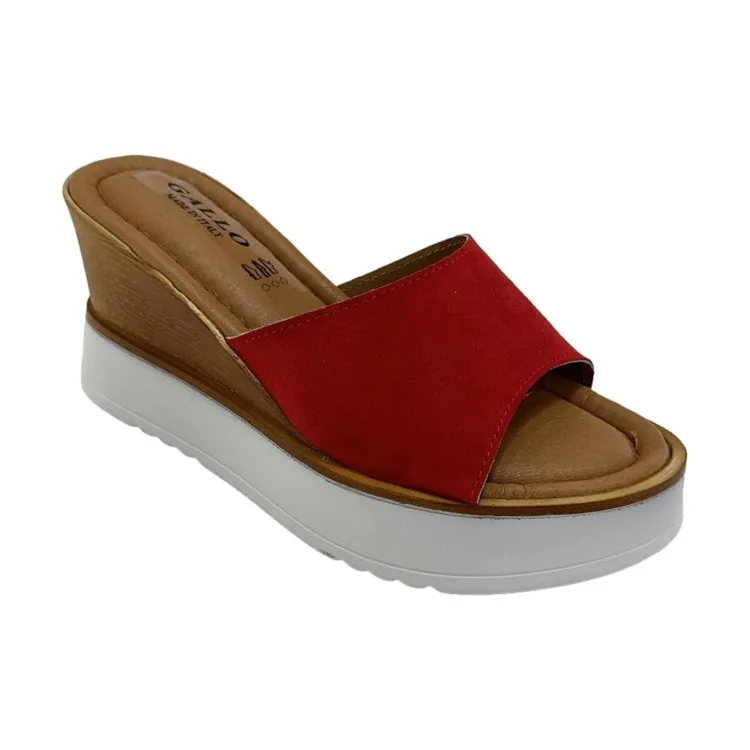 Gallo Shoes 101 Sandalo Donna Con Zeppa Alta Rosso