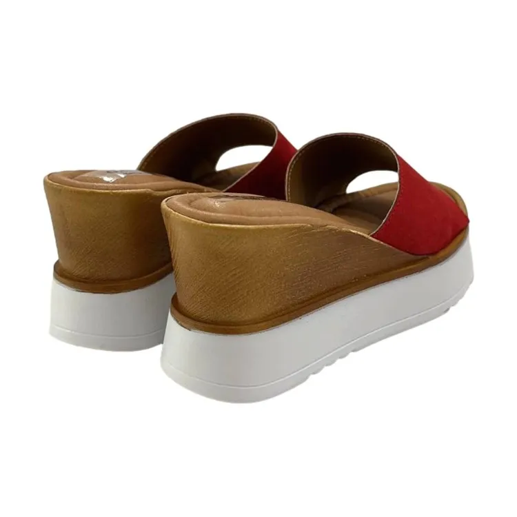 Gallo Shoes 101 Sandalo Donna Con Zeppa Alta Rosso