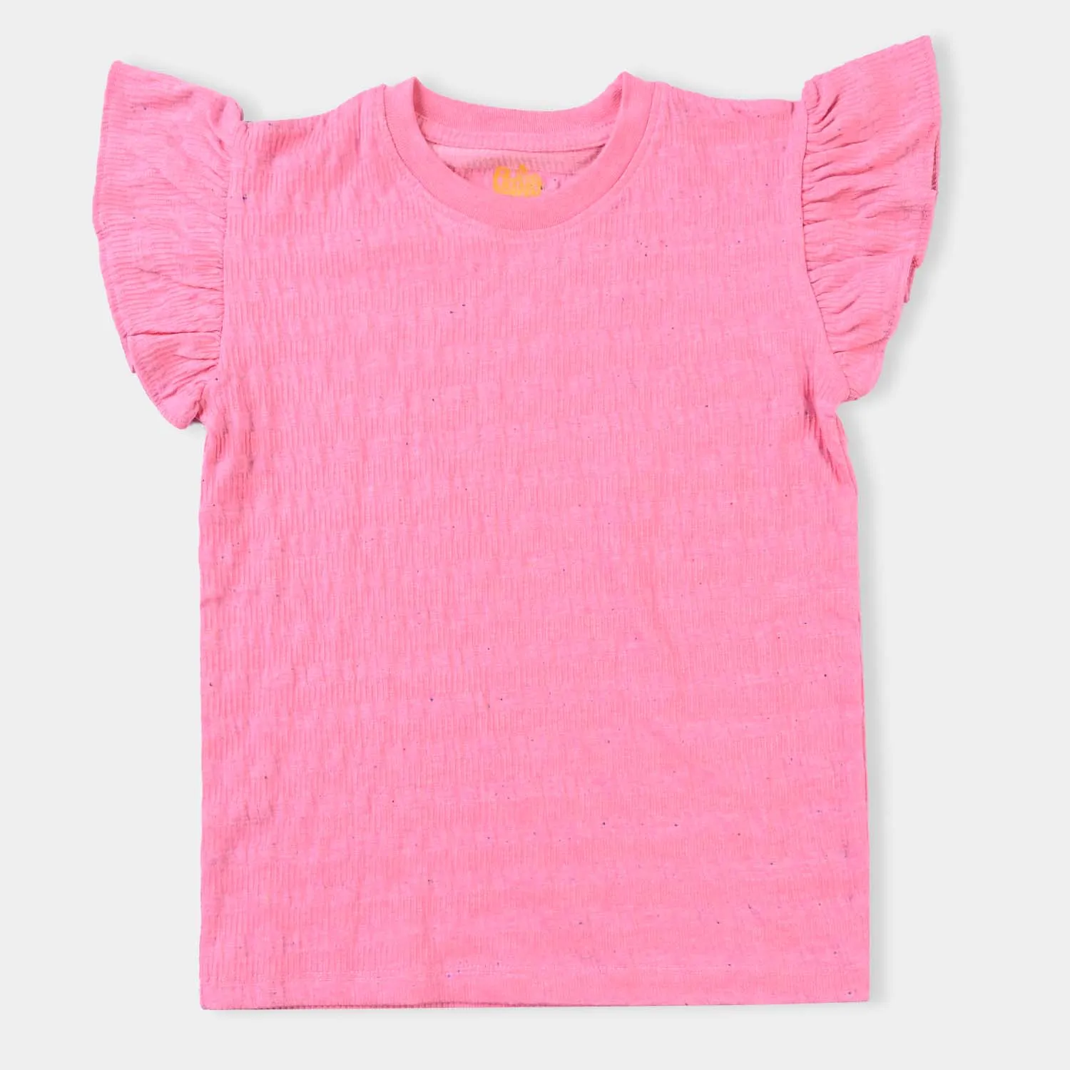 Girls Cotton Jersey T-Shirt H/S Texture-Hot Pink