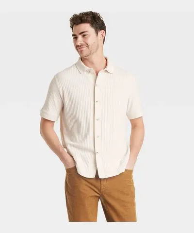 Goodfellow & Co Men's Full Button Polo Shirt - Goodfellow & Co™ Light Beige