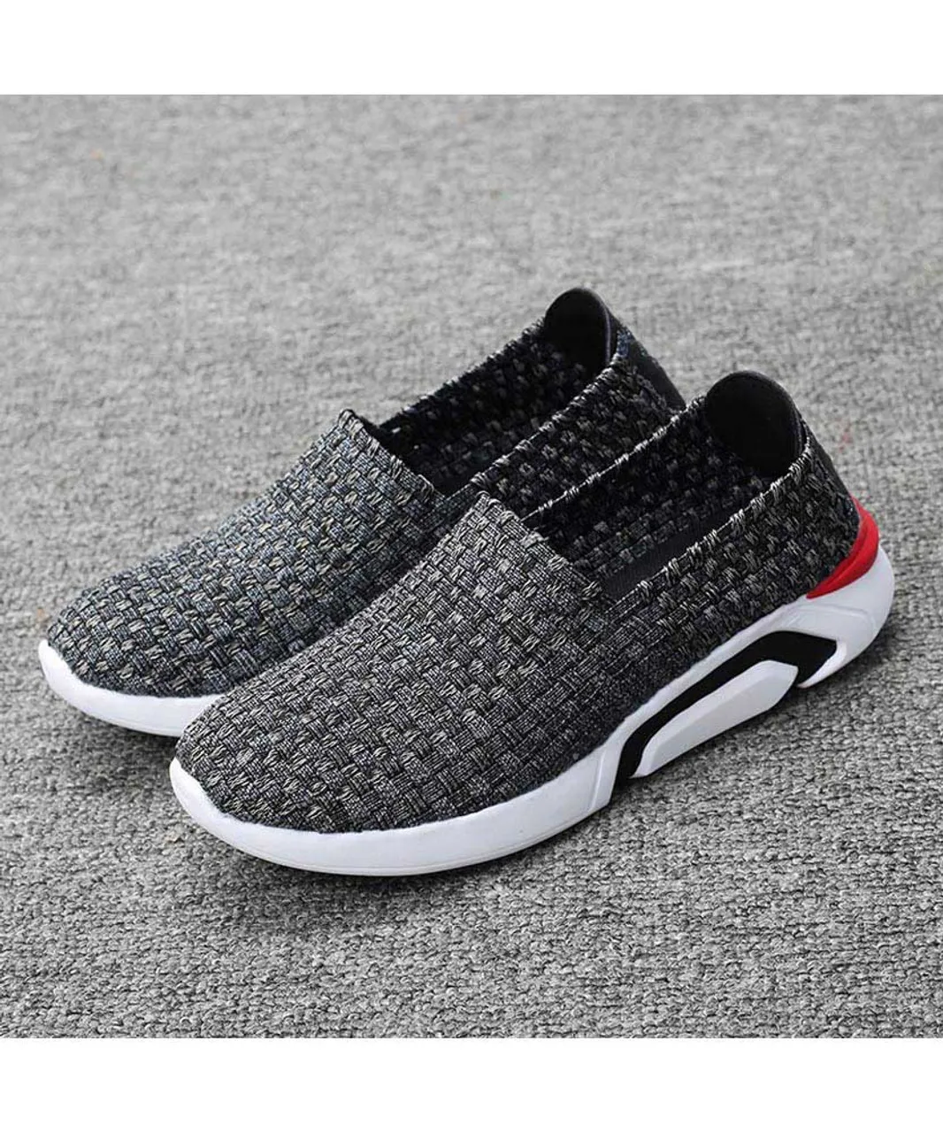 Grey check weave slip on shoe sneaker