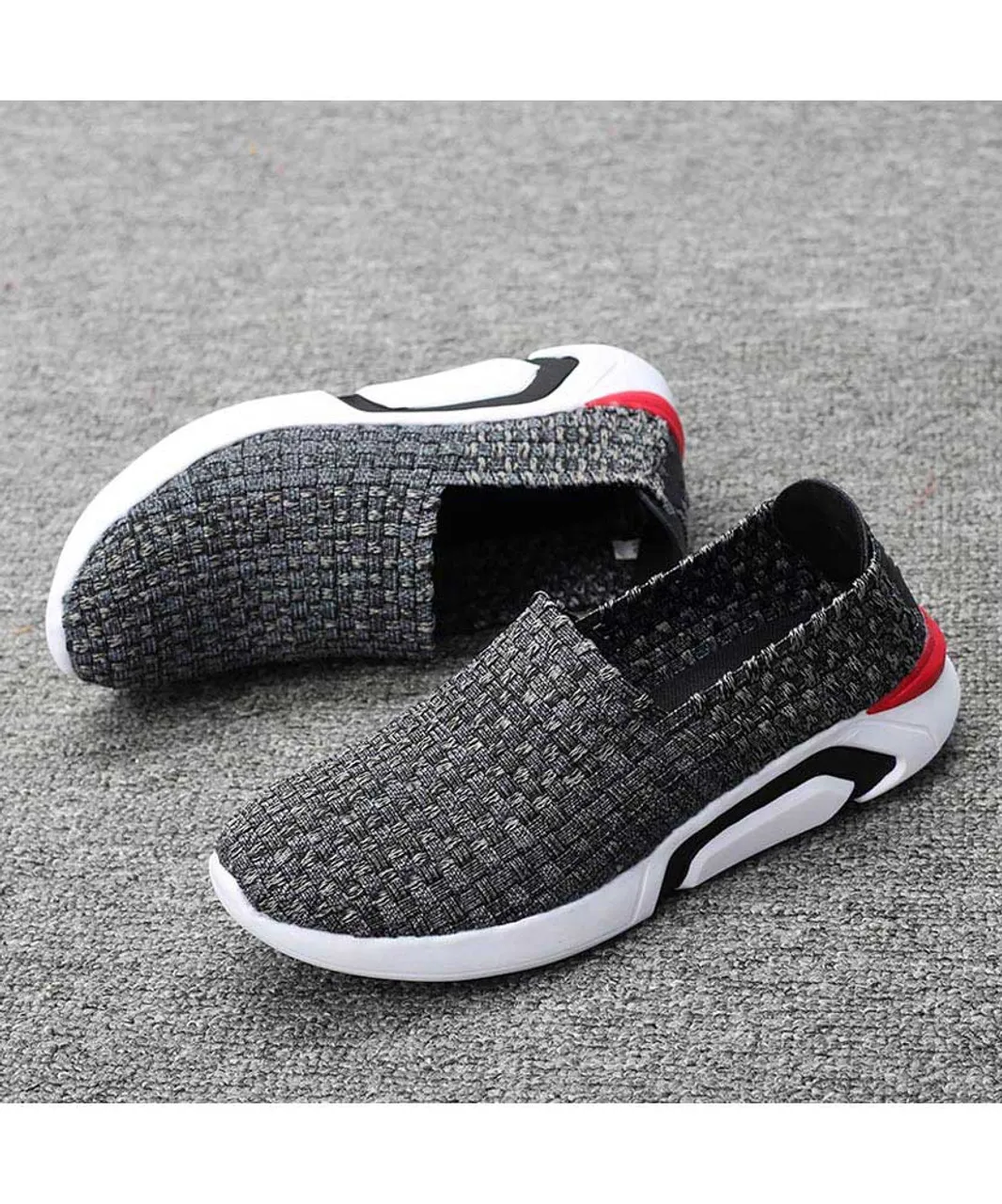 Grey check weave slip on shoe sneaker