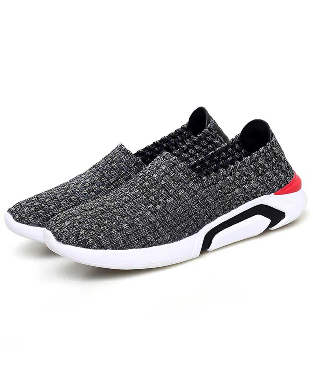 Grey check weave slip on shoe sneaker