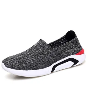 Grey check weave slip on shoe sneaker