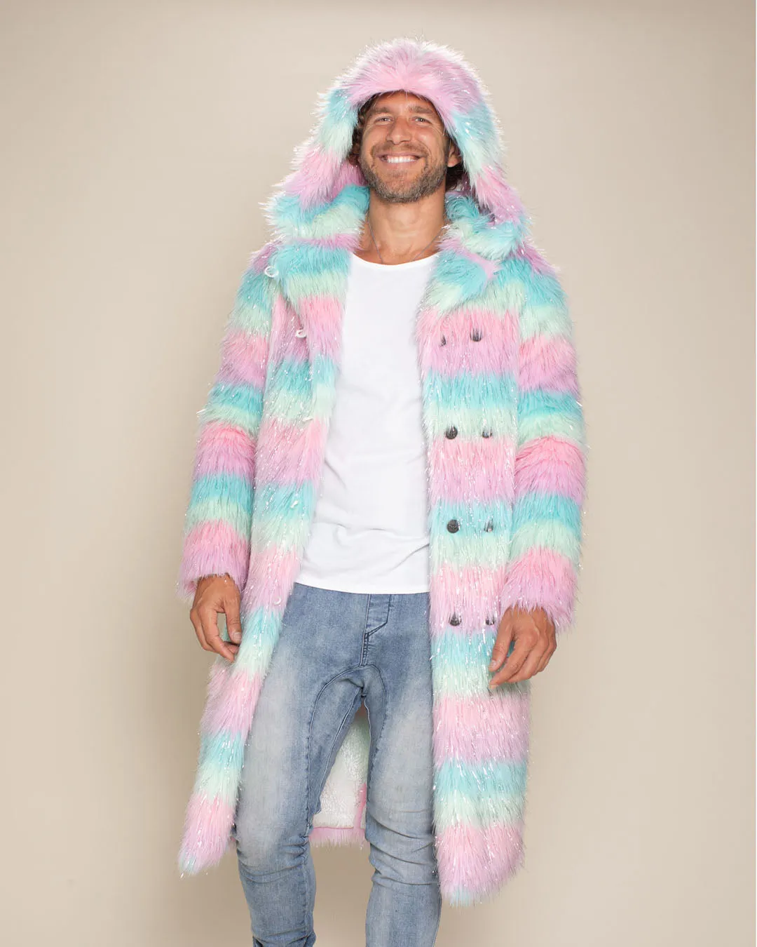 Hooded Men's Long Faux Fur Coat | Doll Party