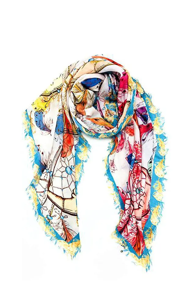 JC021070 Multi Dream Catcher Printed Scarf w/Fringes