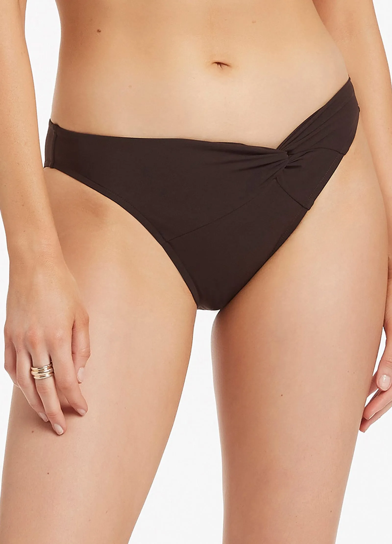 Jetset Twist Front Bikini Bottom - Chocolate