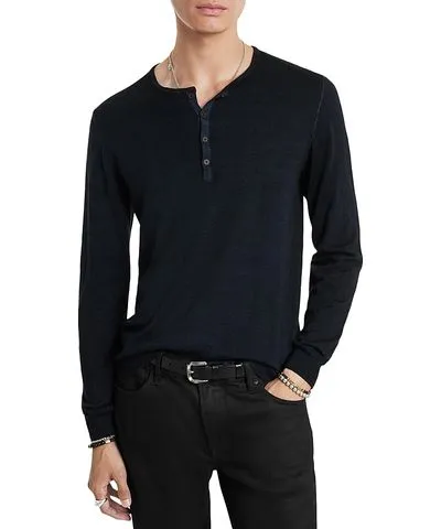 John Varvatos Eren Regular Fit Wool Blend Henley Tee