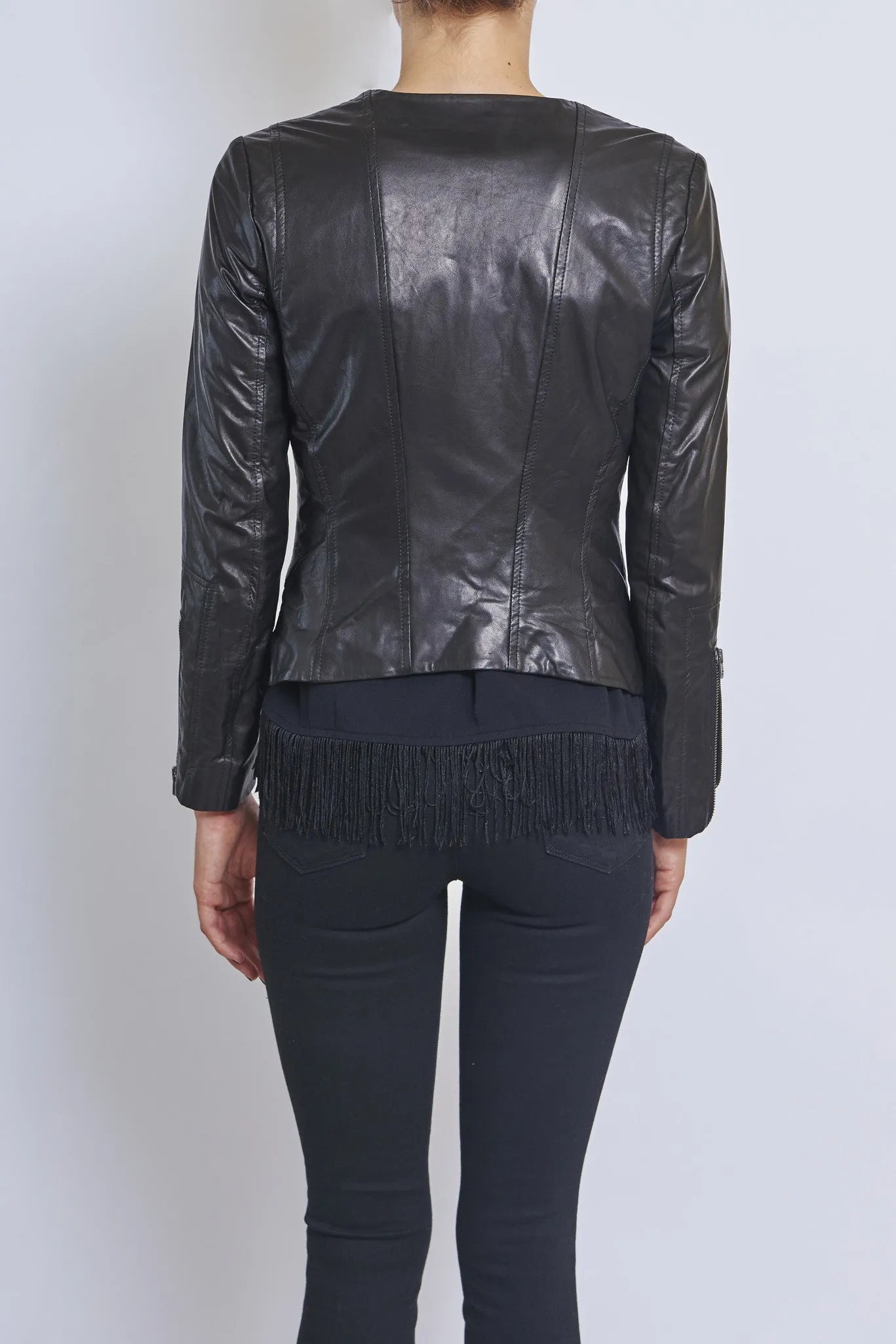 JUNE LEATHER ZIP FRONT JACKET