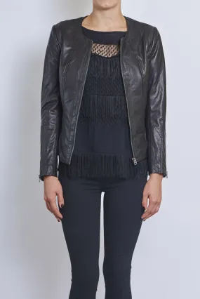 JUNE LEATHER ZIP FRONT JACKET