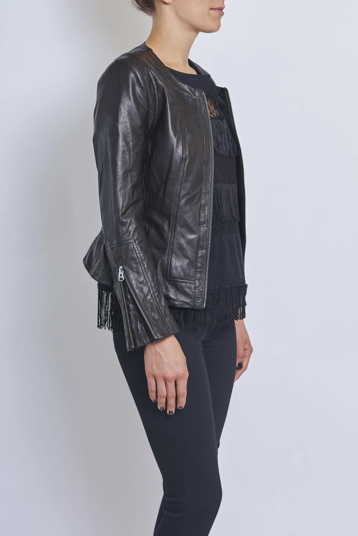 JUNE LEATHER ZIP FRONT JACKET