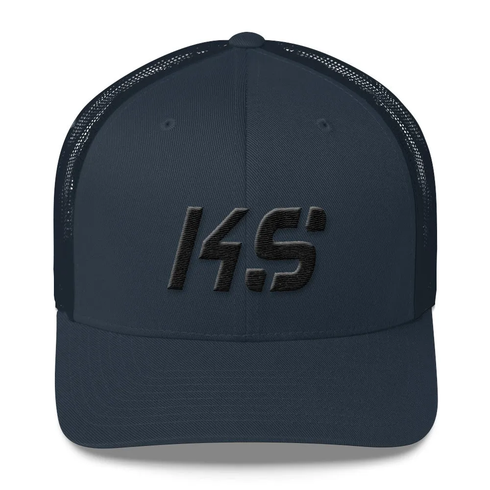 Kansas - Mesh Back Trucker Cap - Black Embroidery - KS - Many Hat Color Options Available