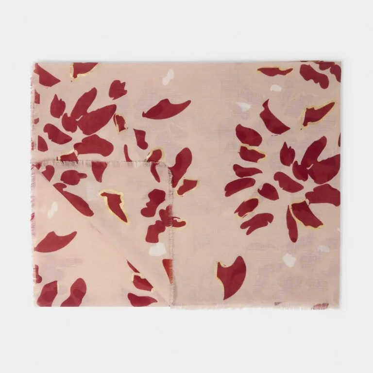 Katie Loxton Dusty  Rose Scattered Petals Printed Foil Scarf