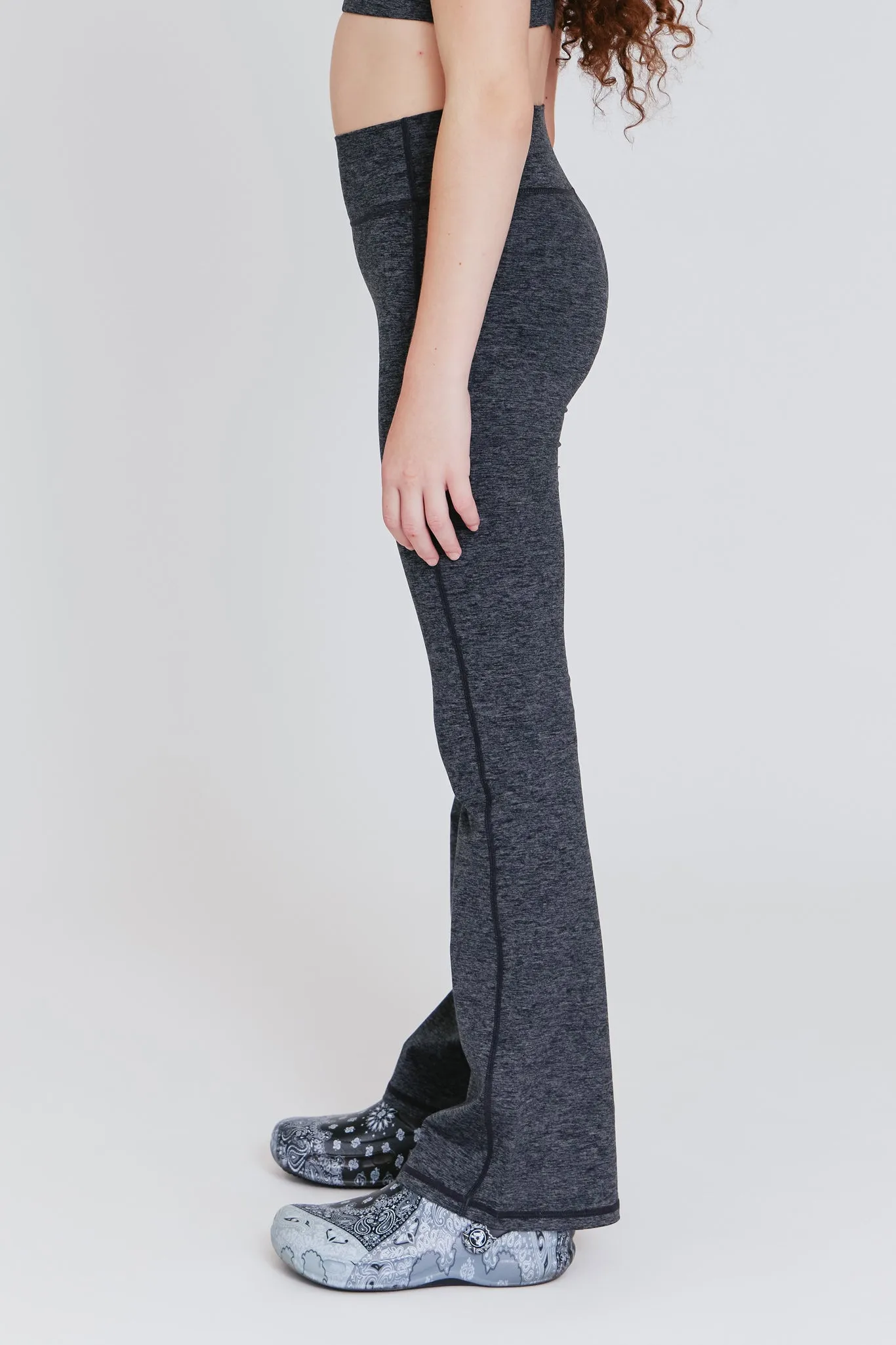 Kids TLC Flare Leggings in Dark Heathered Gray