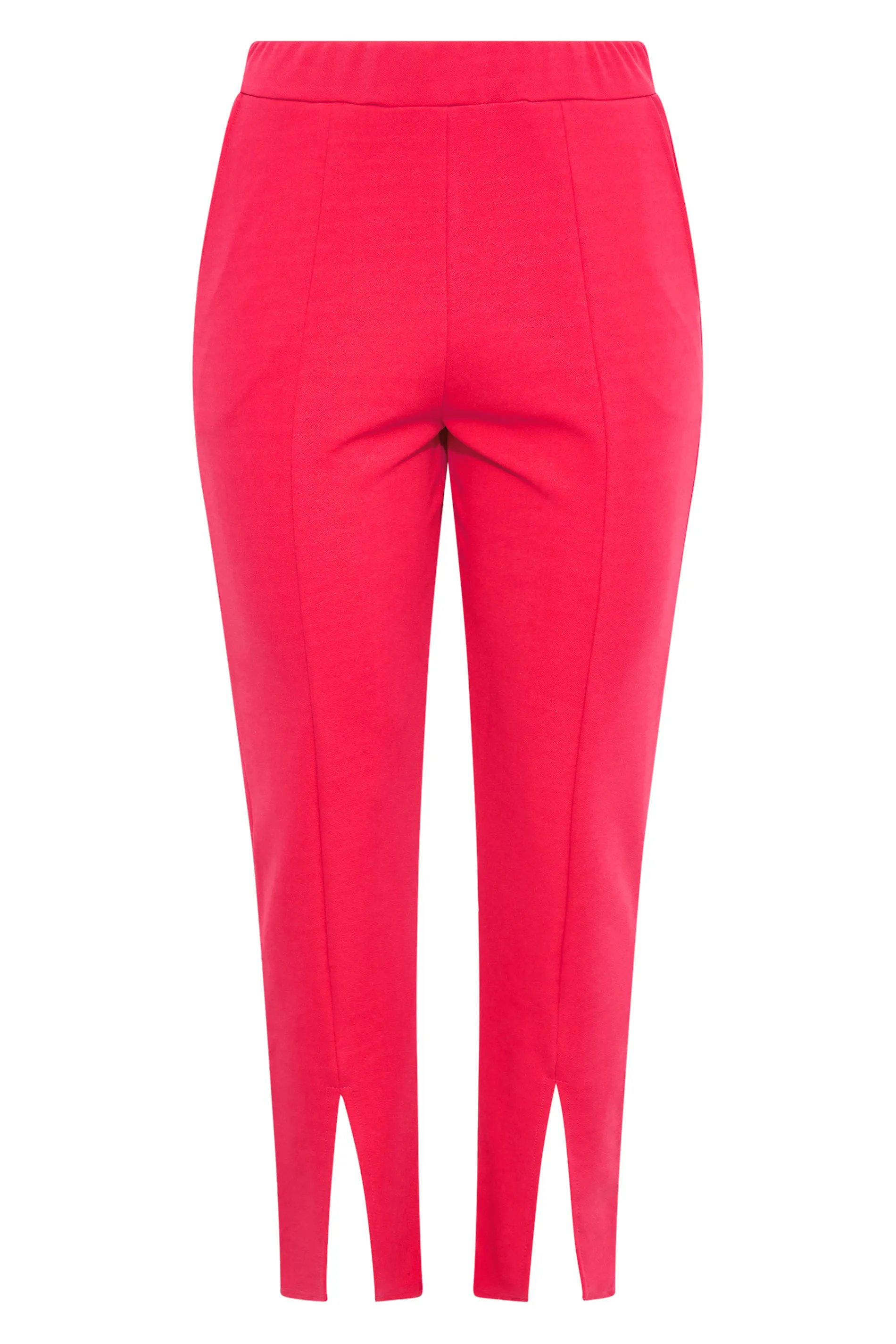 LIMITED COLLECTION Curve Hot Pink Split Hem Stretch Tapered Trousers