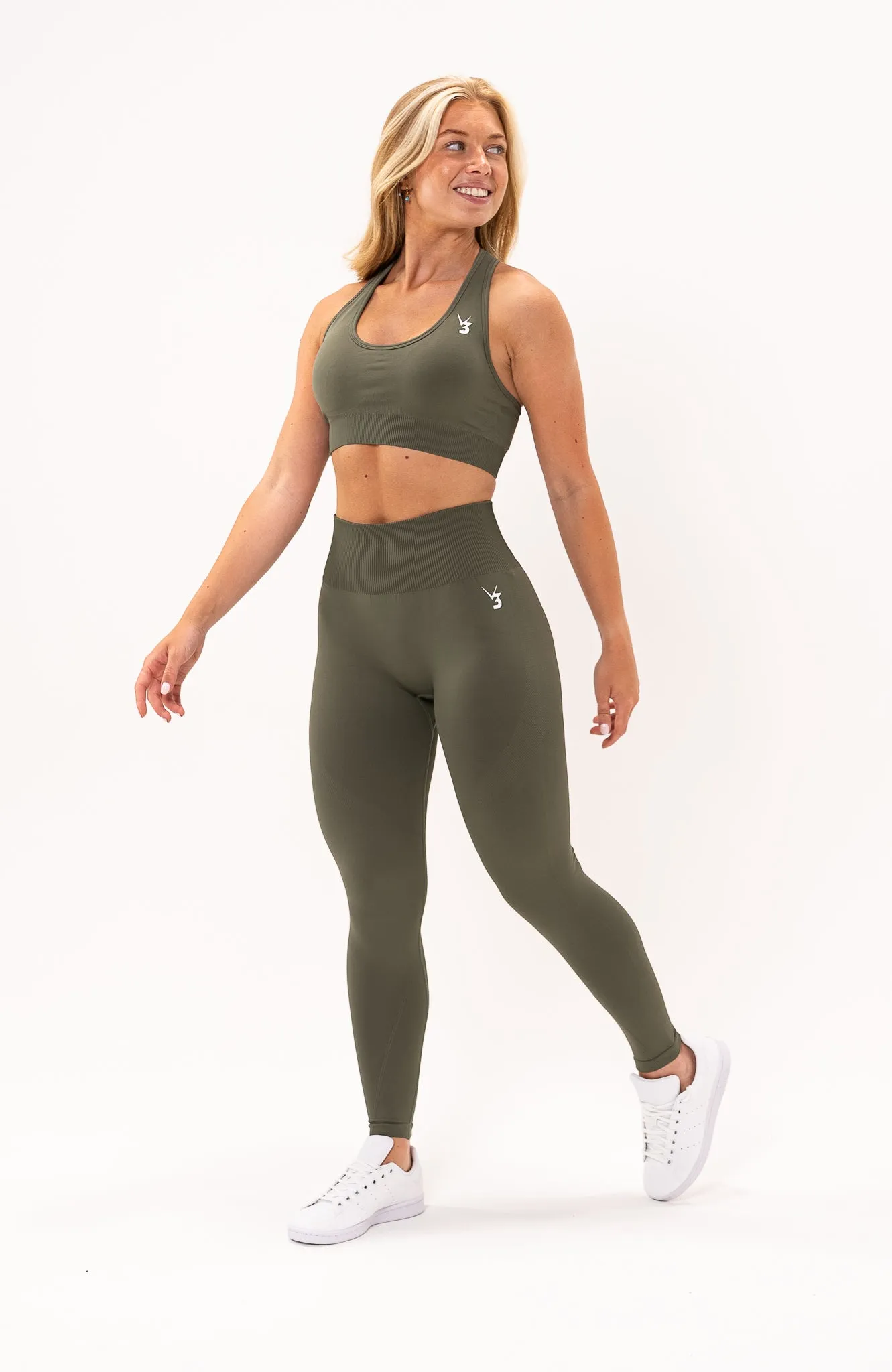 Limitless Seamless Leggings & Sports Bra Set - Olive Fade