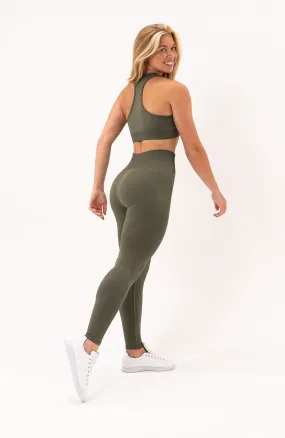 Limitless Seamless Leggings & Sports Bra Set - Olive Fade